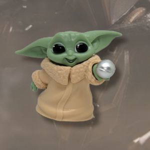 Smiling Baby Yoda with Silver Ball Figurine 2" Tall